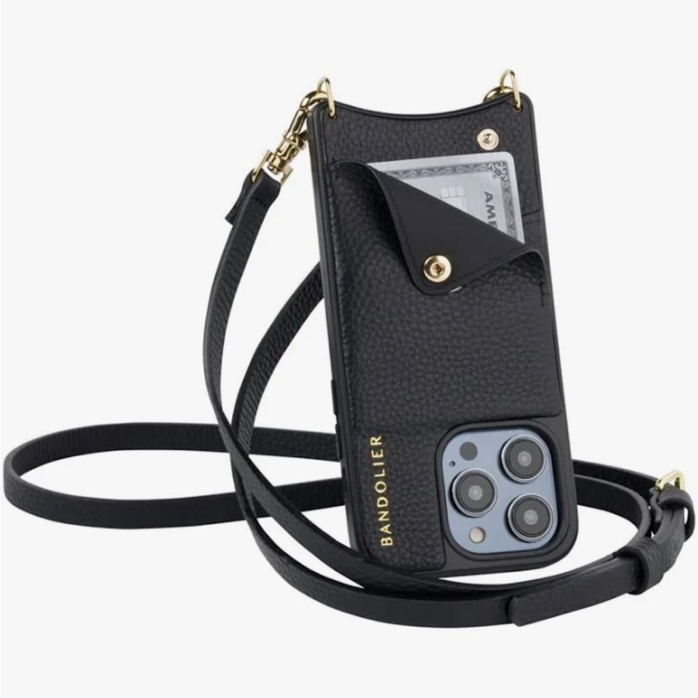 Bandolier EMMA- Black Phone Case with Gold Accents